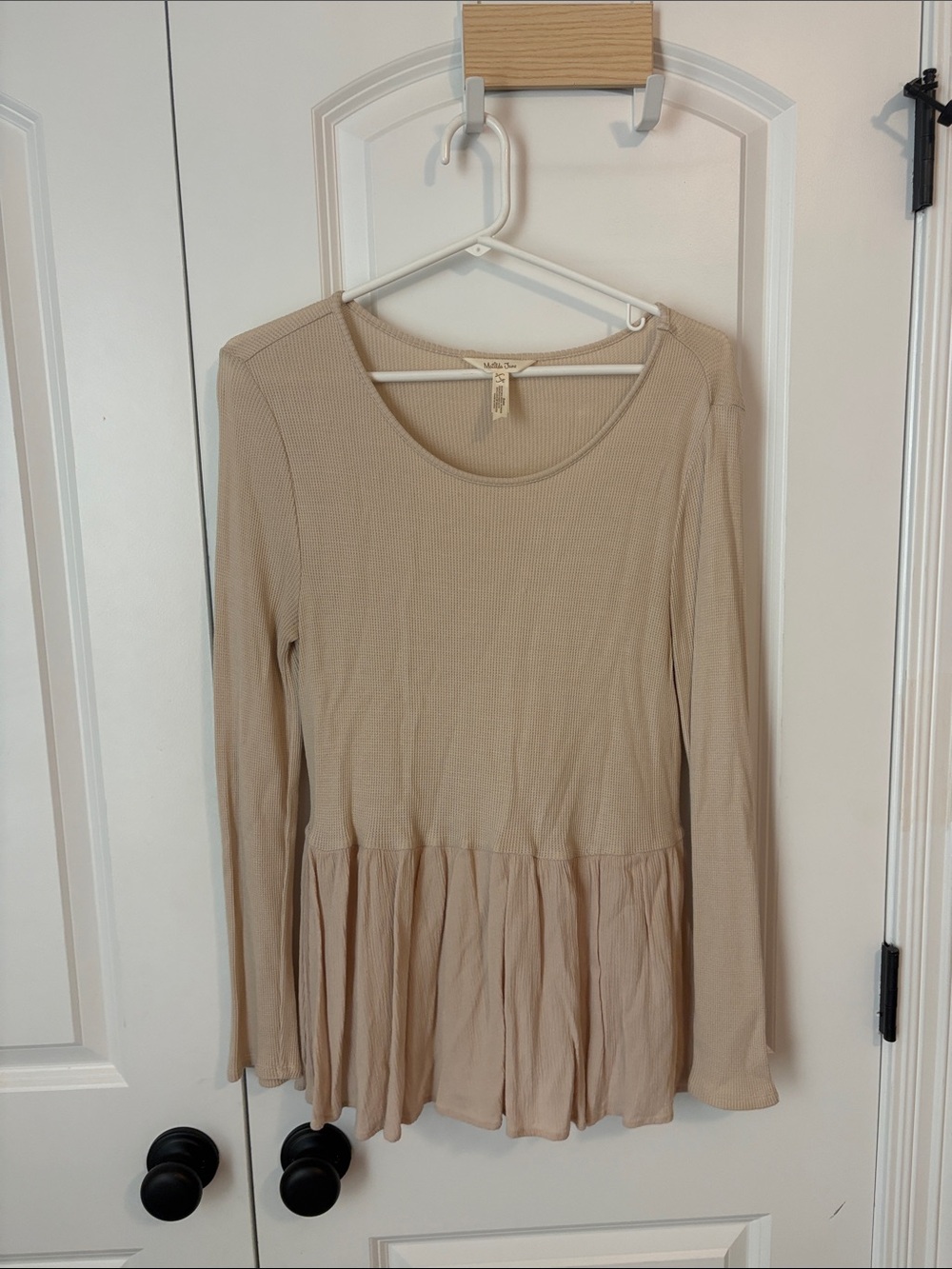 Matilda Jane Beige Ruffle-Hem Long Sleeve Top